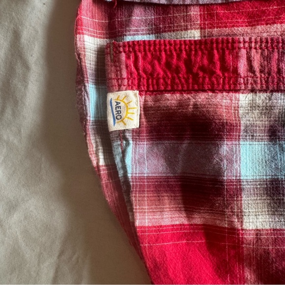 Vintage Aeropostale Red Plaid Button Down Shirt with pearl snaps western - Picture 3 of 9
